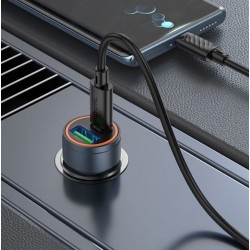 HOCO Z57A Зарядно за кола USB+USB-C PD30W + QC3.0 30W - Type-C към Type-C