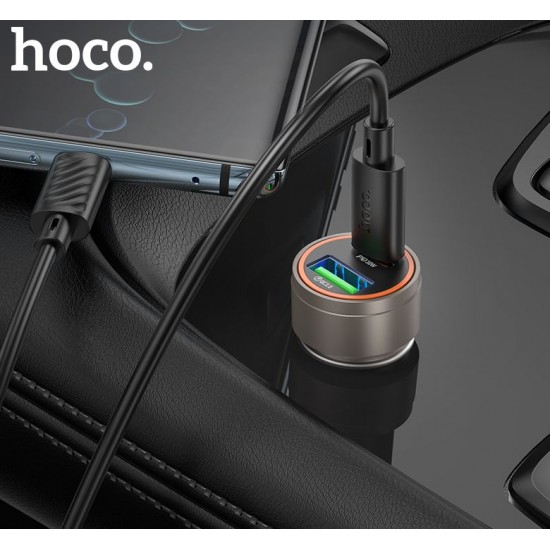 HOCO Z57A Зарядно за кола USB+USB-C PD30W + QC3.0 30W - Type-C към Type-C