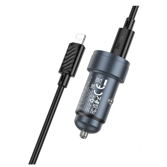 HOCO Z57A Зарядно за кола USB+USB-C PD30W + QC3.0 30W - Type-C към Lightning