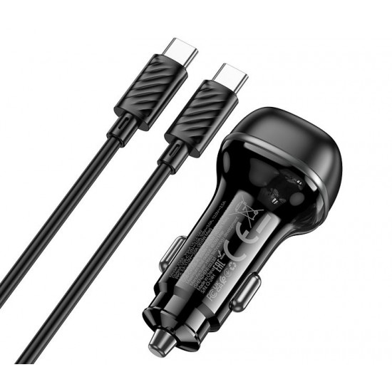 HOCO Z58A Зарядно за кола USB+USB-C PD20W + QC3.0 38W - Type-C към Type-C