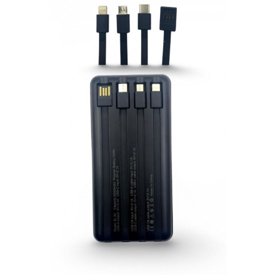 L✮Star SL-22 4в1 Преносимо зарядно с вградени кабели - 20,000MAH - Черен