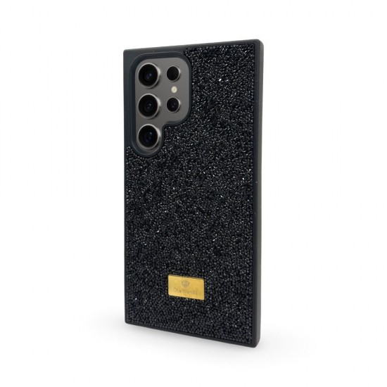 Кейс за телефон с камъни D130 за Samsung Galaxy S25 (Черен)