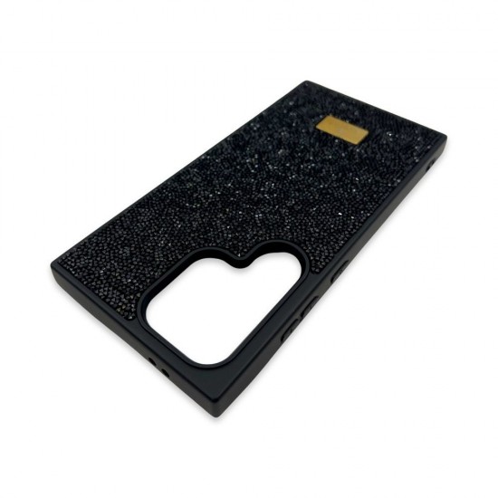 Кейс за телефон с камъни D130 за Samsung Galaxy S25 (Черен)