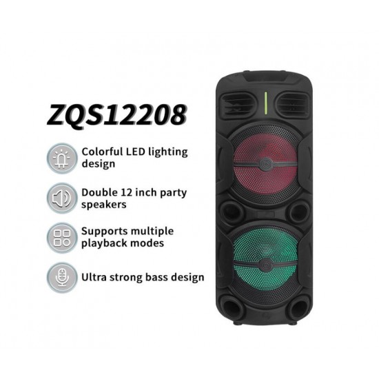 ZQS12208 2*12" 1600W Безжична колона говорител субуфер