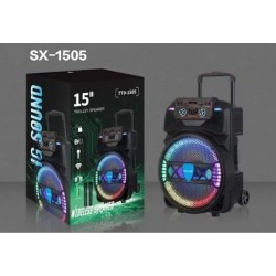 TTD/SX-1505 15" 1000W Безжична колона говорител субуфер+ 2 безжични микрофони