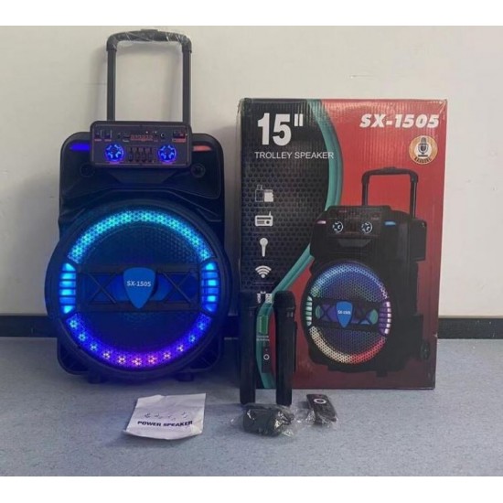 TTD/SX-1505 15" 1000W Безжична колона говорител субуфер+ 2 безжични микрофони