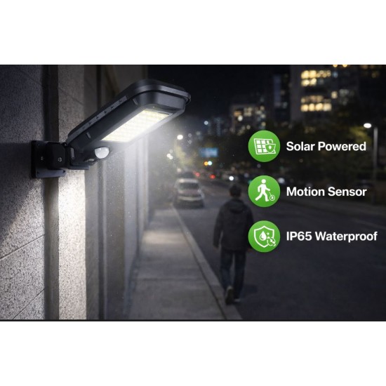 T-100A 100 COB LED слънчева светлина Външна SMD Водоустойчив PIR сензор за движение Дистанционно управление стенна лампа за пътека в градината