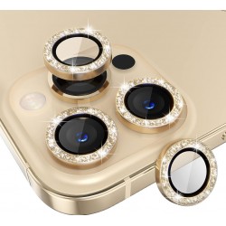 Протектор с камъни за Камера Samsung A54 - Златист