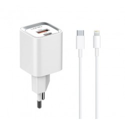 20W LDNIO A2318C С 2 изх. USB+USB-C с кабел USB-C към Lightning компактно