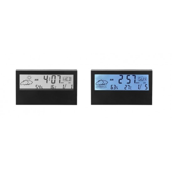 618G Прозрачен Дигитален LED часовник / Аларма Будилник - Черен