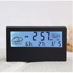 618G Прозрачен Дигитален LED часовник / Аларма Будилник - Черен