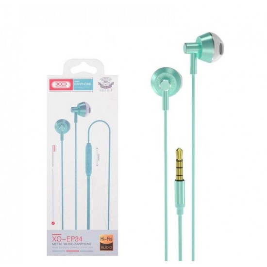 XO EP34 Метални слушалки с 3.5mm. жак - Зелен