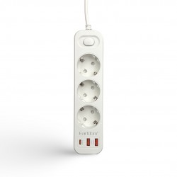 EARLDOM ES-SC13 Разклонител с 3 Гнезда+2 USB Порта 2.4A+1 USB-C 3000W