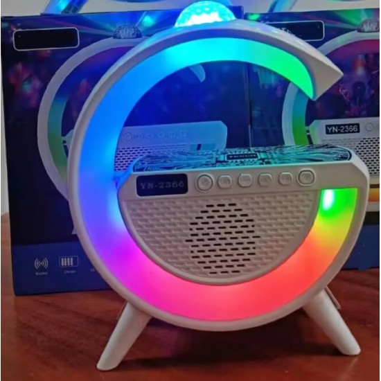 Bluetooth Тонколонка Led Лампа YN-2366 (LED, AUX, USB, FM, microSD) , безжично зареждане, будилник