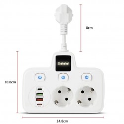 Разклонител BKL-503EU (бял) Overload Protection 3250W, 100-250V, 50/60Hz, QC PD 20W с Тъч