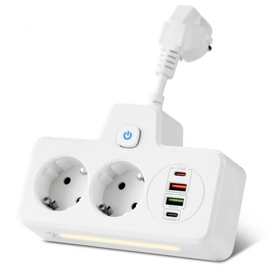 Разклонител BKL-502EU (бял) Overload Protection 3250W, 100-250V, 50/60Hz, QC PD 20W 