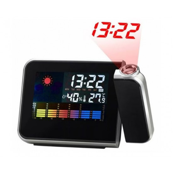 Часовник с календар, аларма и LED проекти DS-8190 - Черен, аларма, LCD, цветен екран PRO
