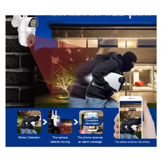 IP Камера Q135 3MP 1080P ( APP:V380PRO ) HD 360 градуса с микрофон и високоговорител и LED светлина