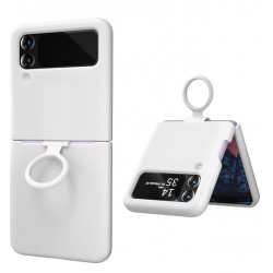 Z15 Silicone case+Пръстен за Samsung Z Flip 4 от 2 части - Бял