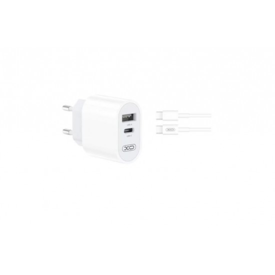 Зарядно XO-L97 12W 2 входа USB-C/USB бързо зареждане 2.4A USB-C/USB-C 