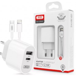 Зарядно XO-L97 12W 2 входа USB-C/USB бързо зареждане 2.4A USB-C/Lightning 