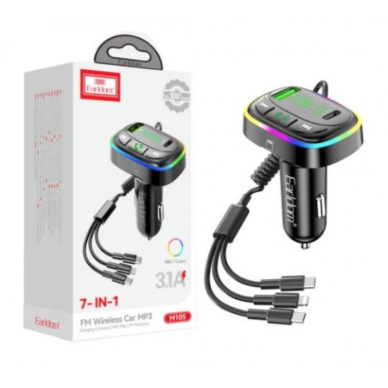 EARLDOM M105 FM 3.1A. модулатор трансмитер (1 USB изход + 1USB-C, Bluetooth)