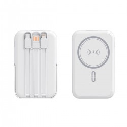 NJ25 PD 20W Magsafe с LED индикатор (БЯЛ) 2 кабела USB-C и Lightning 10,000MAH Безжично Зареждане