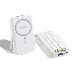 NJ25 PD 20W Magsafe с LED индикатор (ЧЕРЕН) 2 кабела USB-C и Lightning 10,000MAH Безжично Зареждане