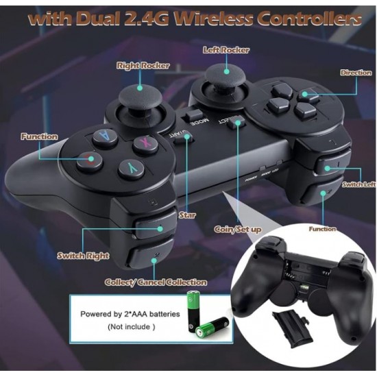 Безжичен контролер M8 Gamepad Retro Game Stick - 2.4G. Вградена в 10000+ игри 4K HDMI изход, 32GB