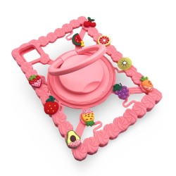 G79 Силик. Детски Калъф+стойка и плодове за Таблети 9", 10", 11" - Розов