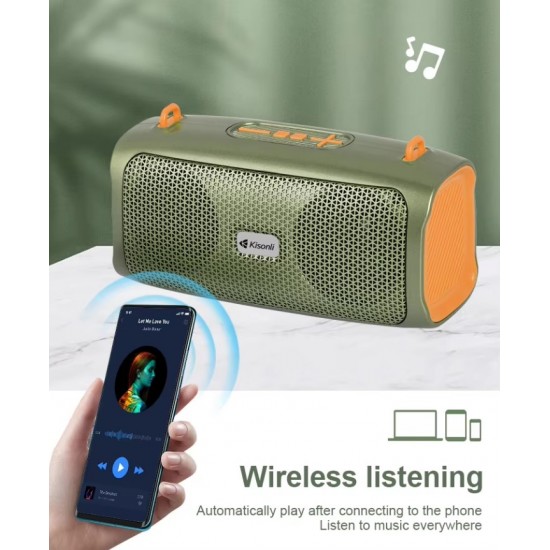 Преносима тонколона KISONLI KS-2003 5W - Син TF карта, USB, FM радио, зареждане тип C