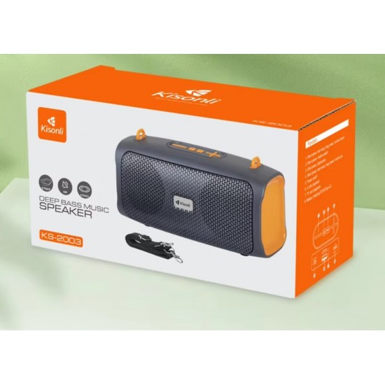 Преносима тонколона KISONLI KS-2003 5W - Син TF карта, USB, FM радио, зареждане тип C