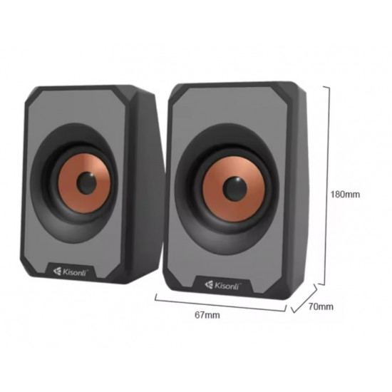 Тонколони KISONLI KS-04 2.0, 2x3W, USB захранване, 3.5mm стерео
