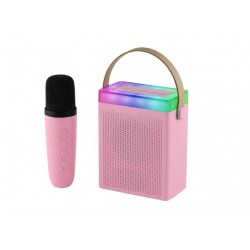 Преносима Tонколона KISONLI G22  Bluetooth ( Розов ) Караоке, USB, SD, FM, AUX LED RGB 