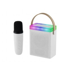 Преносима Tонколона KISONLI G22, Bluetooth (Бял) Караоке, USB, SD, FM, AUX LED RGB