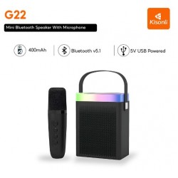 Преносима Tонколона KISONLI G22  Bluetooth (Черен) Караоке, USB, SD, FM, AUX LED RGB 