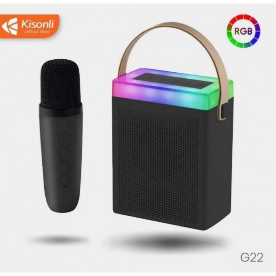 Преносима Tонколона KISONLI G22  Bluetooth (Черен) Караоке, USB, SD, FM, AUX LED RGB 