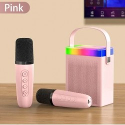Преносима Tонколона KISONLI G22  Bluetooth ( Розов ) Караоке, USB, SD, FM, AUX LED RGB 
