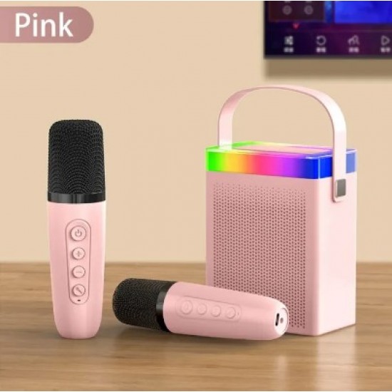 Преносима Tонколона KISONLI G22  Bluetooth ( Розов ) Караоке, USB, SD, FM, AUX LED RGB 