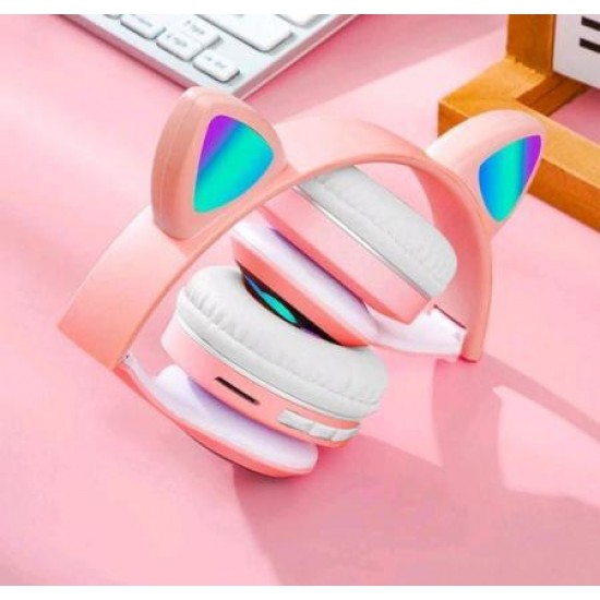 Блутут RGB светещи слушалки с котешки уши VIV-23M - Розов