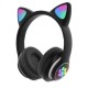 Блутут RGB светещи слушалки с котешки уши VIV-23M - Черен