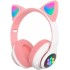 Блутут RGB светещи слушалки с котешки уши VIV-23M - Розов