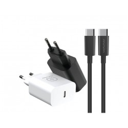 WUW T81 Зарядно с кабел PD20W Type-C към Type-C - Бял