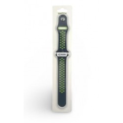 Силиконова Apple Watch каишка iWatch 42/44mm - Черен  - Зелени дупки