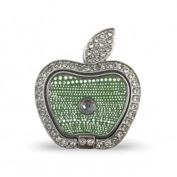 RG02 Ринг Форма Ябълка / Без брукат, Рамка:Сив - Ябълка:Зелен