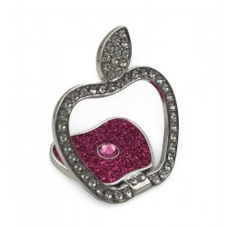 RG02 Ринг Форма Ябълка / С брукат, Ябълка:Тъмно Розов
