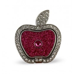 RG02 Ринг Форма Ябълка / С брукат, Ябълка:Тъмно Розов