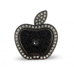 RG02 Ринг Форма Ябълка / С брукат, Рамка:Черен - Ябълка:Черен