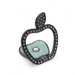 RG02 Ринг Форма Ябълка / Без брукат, Рамка:Черен - Ябълка:Син