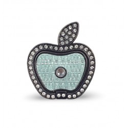 RG02 Ринг Форма Ябълка / Без брукат, Рамка:Черен - Ябълка:Син